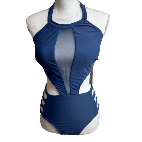 Tempt Me Blue One Piece Open Swimsuit Size Small Brand New - Picture 1 of 5